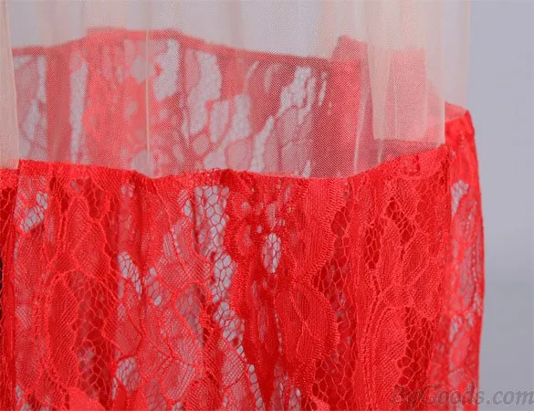Attractive Perspective Sleeved Red Long Lace Dress