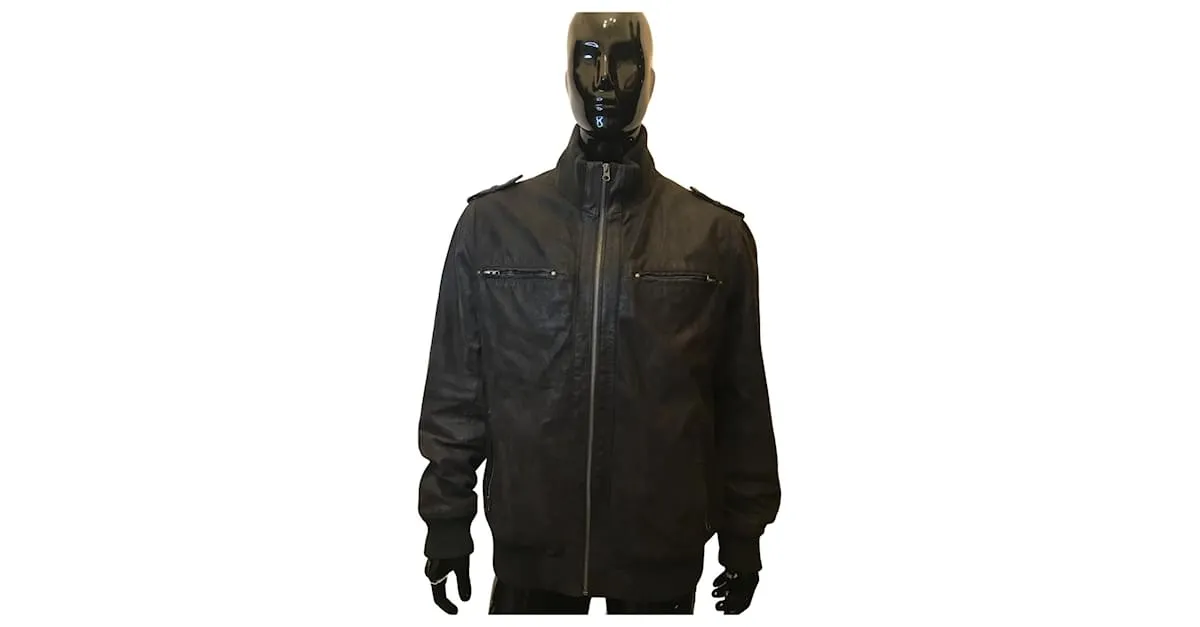 Autre Marque Chaqueta de cuero Marrón oscuro 