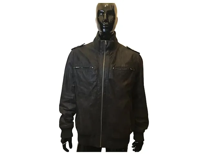 Autre Marque Chaqueta de cuero Marrón oscuro 