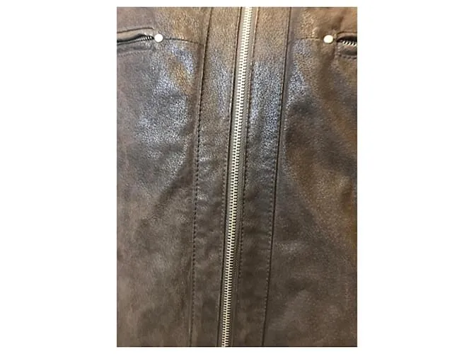 Autre Marque Chaqueta de cuero Marrón oscuro 