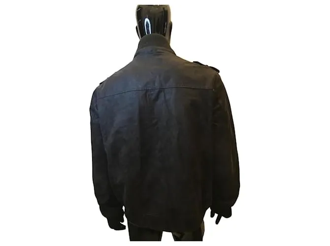 Autre Marque Chaqueta de cuero Marrón oscuro 