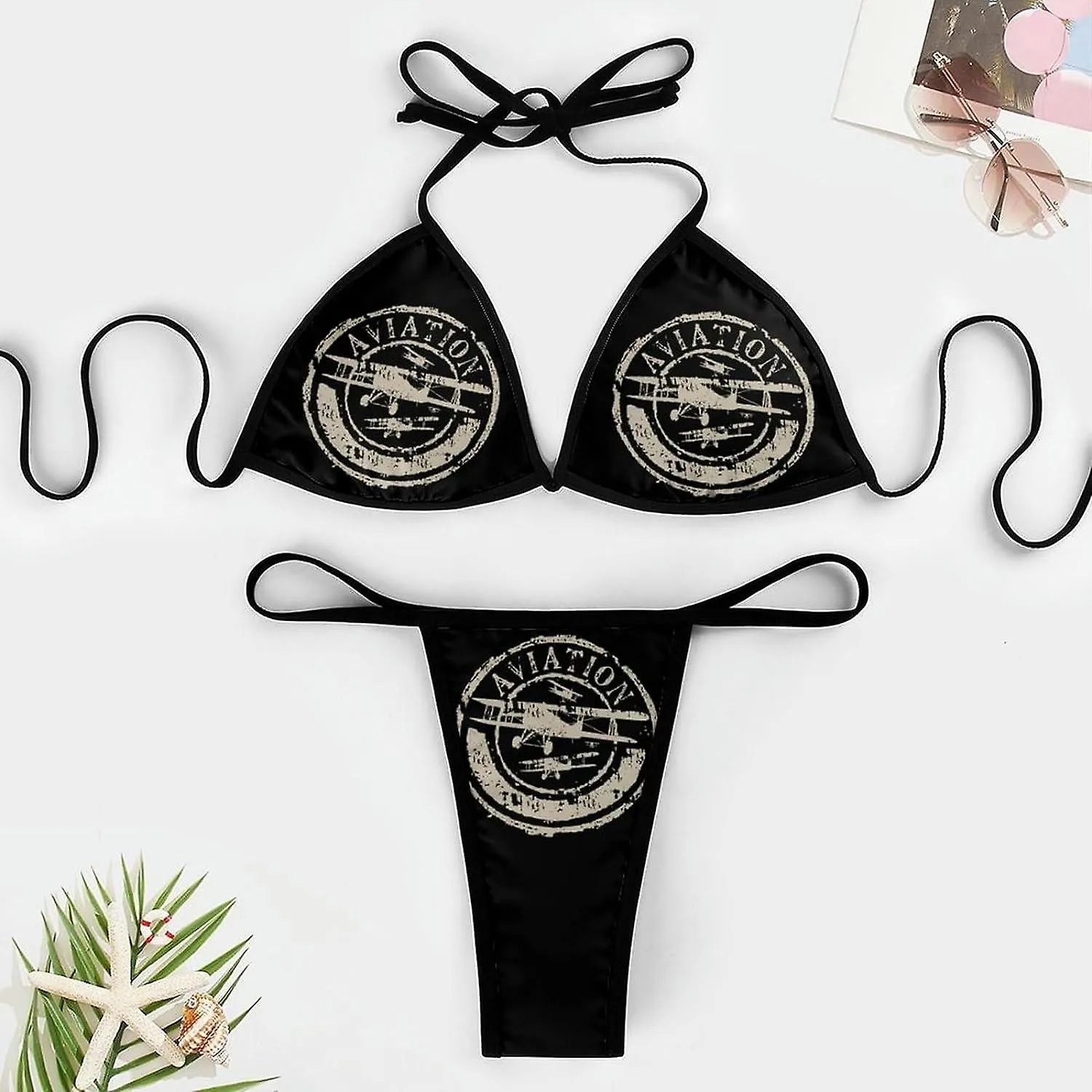 AVIACIóN Y AVIóN CONJUNTOS DE BIKINI PARA MUJER TRAJE DE BAñO DE 2 PIEZAS TRAJE DE BAñO SEXY TRIáNGULO HALTER TRAJES DE BAñOMUL