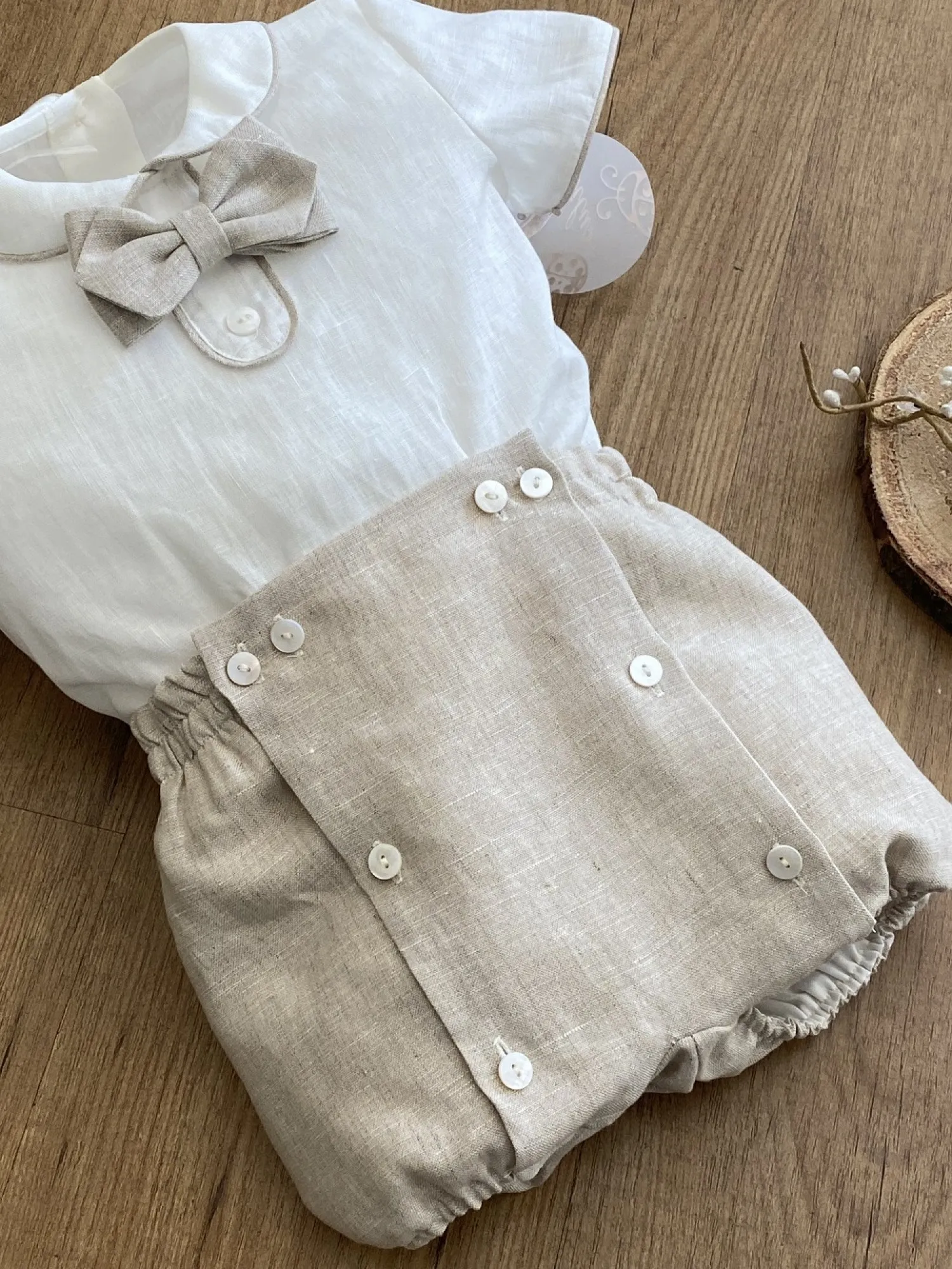 Baby shirt and bloomers set for christening or ceremony.