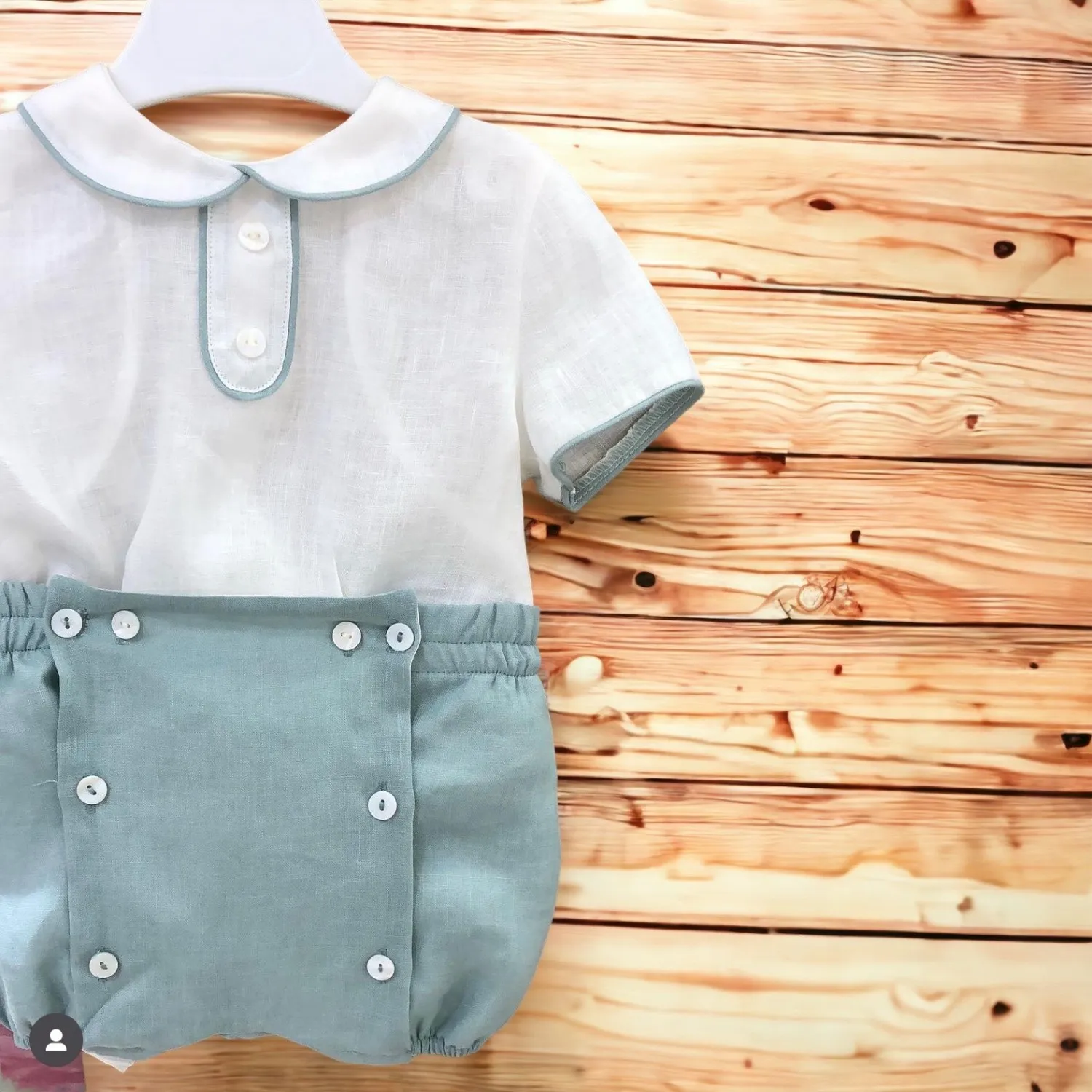 Baby shirt and bloomers set for christening or ceremony.
