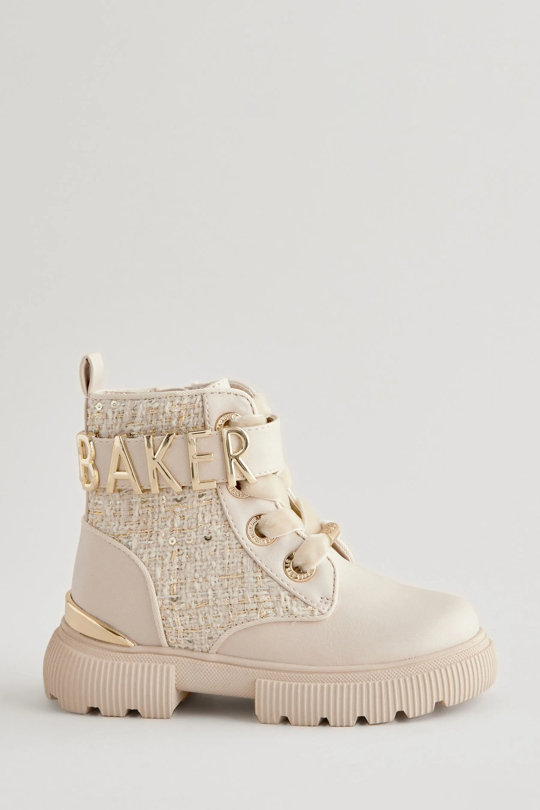 BAKER BY TED BAKER BONE BOUCLé LACEUP BOOTS