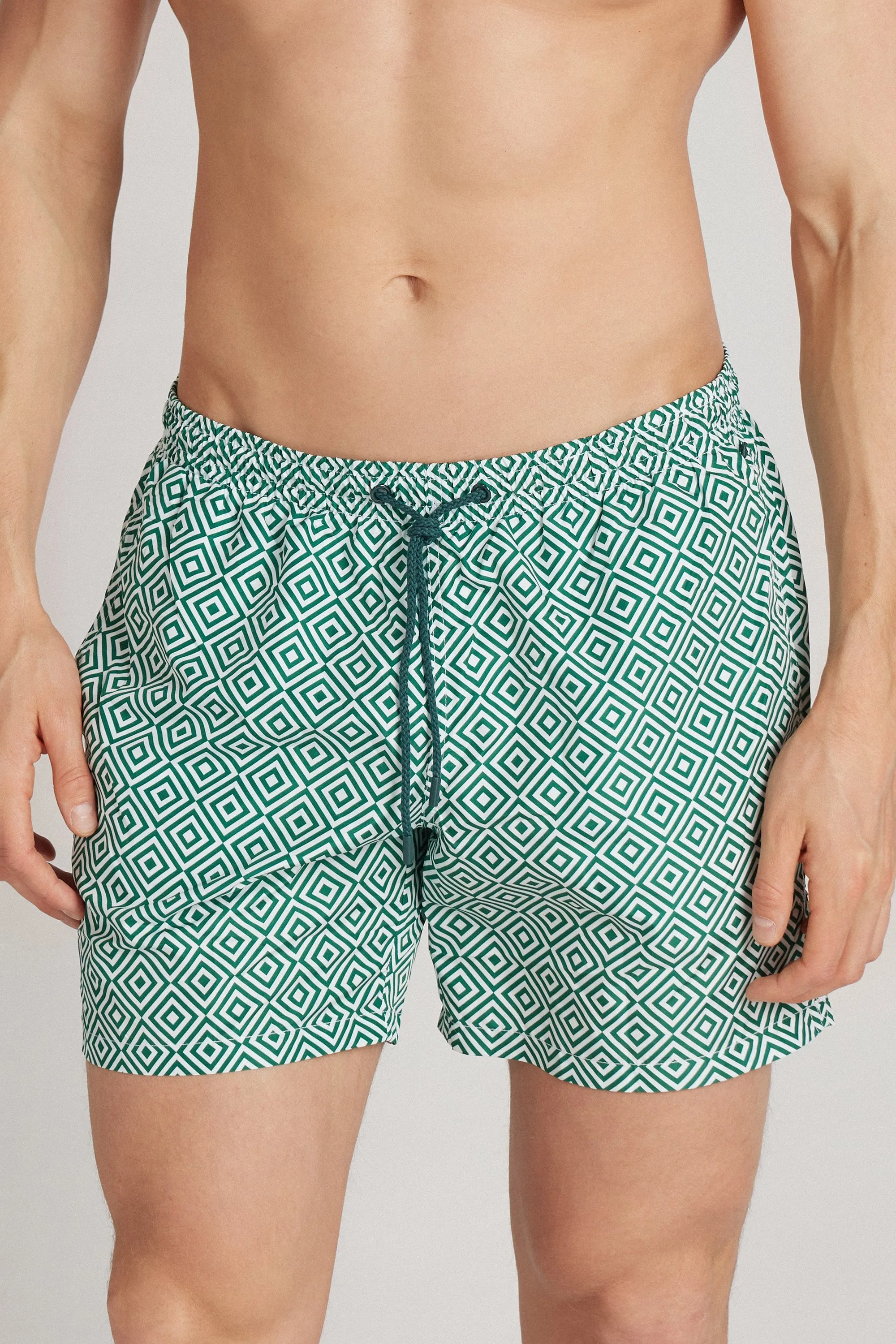 Banyador Bòxers Estampat Rombes Verd
