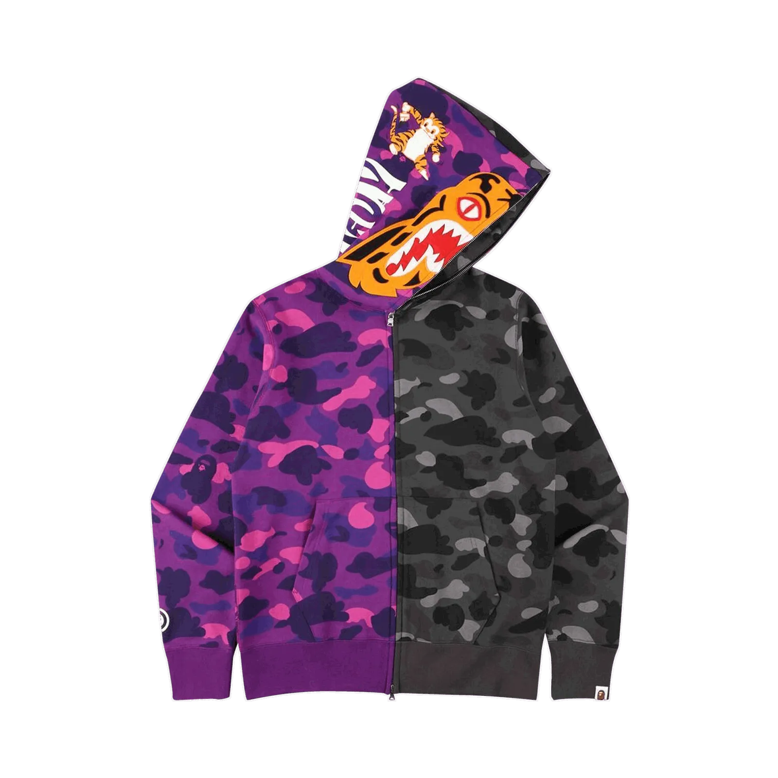 BAPE Color Camo Tiger Shark Half Full Zip Hoodie