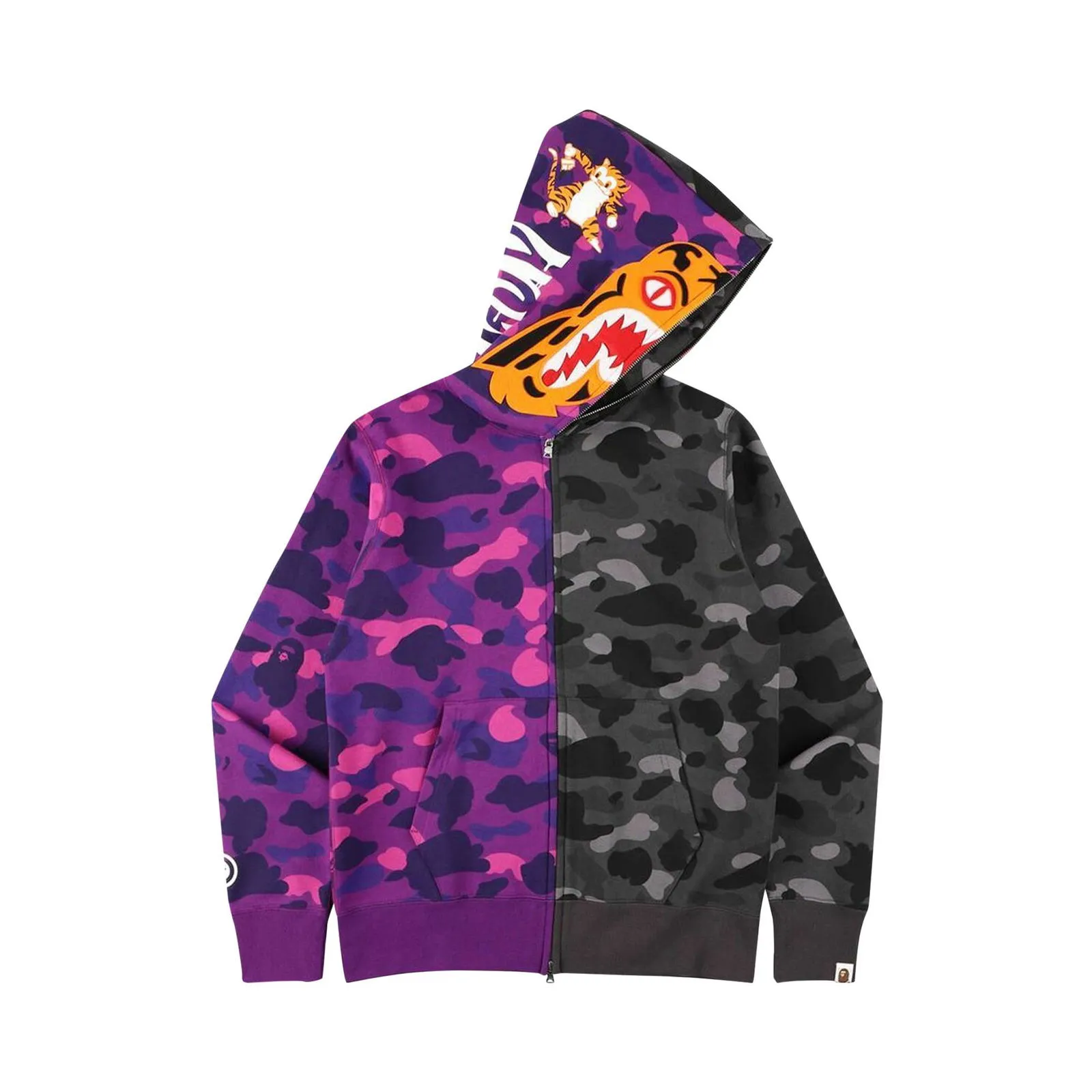 BAPE Color Camo Tiger Shark Half Full Zip Hoodie