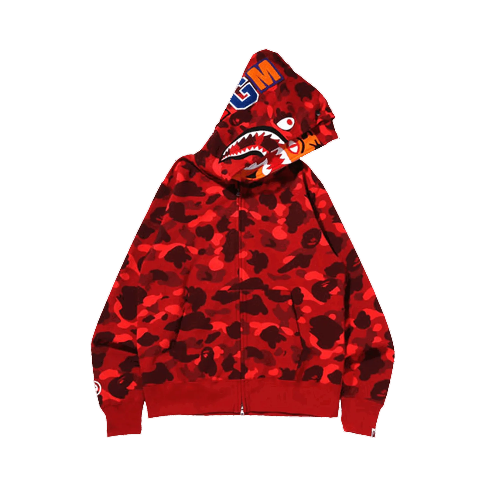 BAPE Color Camo Tiger Shark Wide Full Zip Double Hoodie