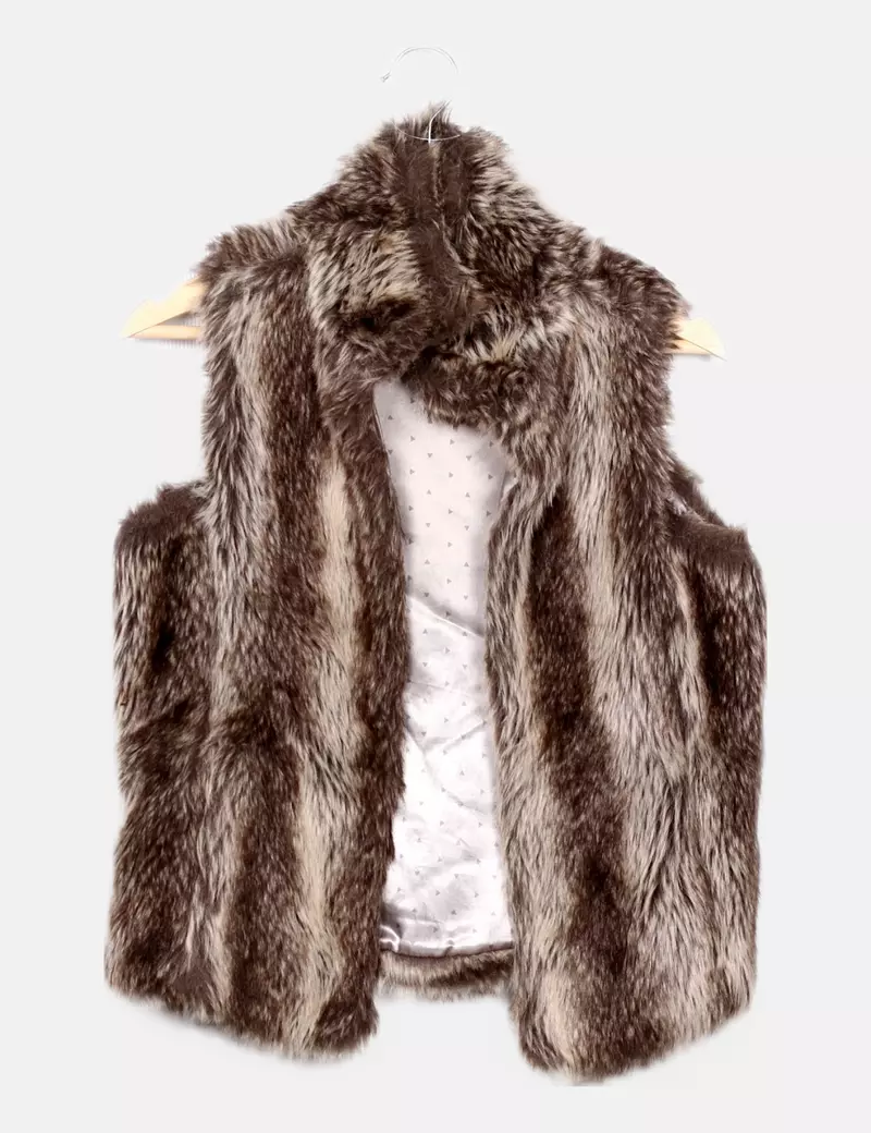 Bershka Chaleco marrón pelo sintético