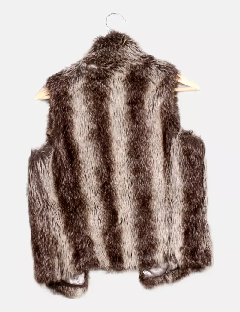 Bershka Chaleco marrón pelo sintético