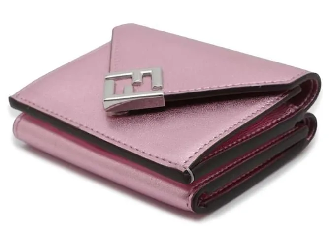 Billetera Fendi de tres pliegues en rosa 