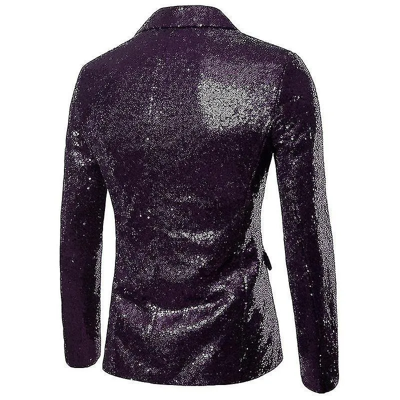 Blazer de lentejuelas brillantes para hombre Esmoquin de un solo botón para fiesta de fiesta