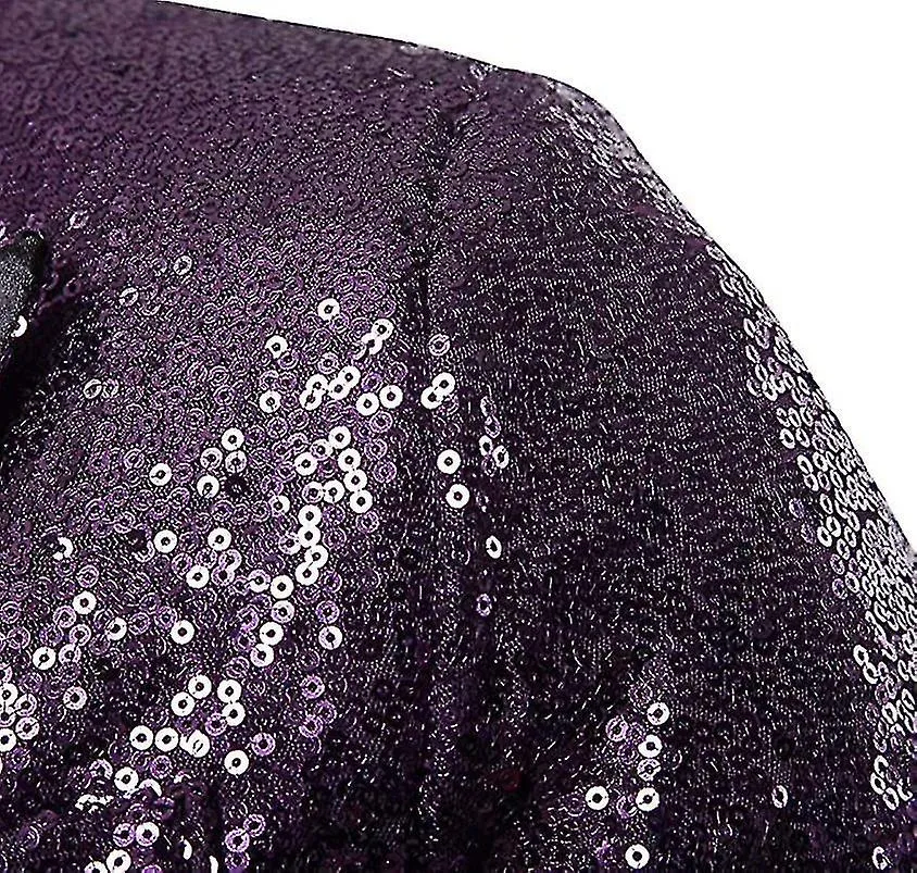 Blazer de lentejuelas brillantes para hombre Esmoquin de un solo botón para fiesta de fiesta