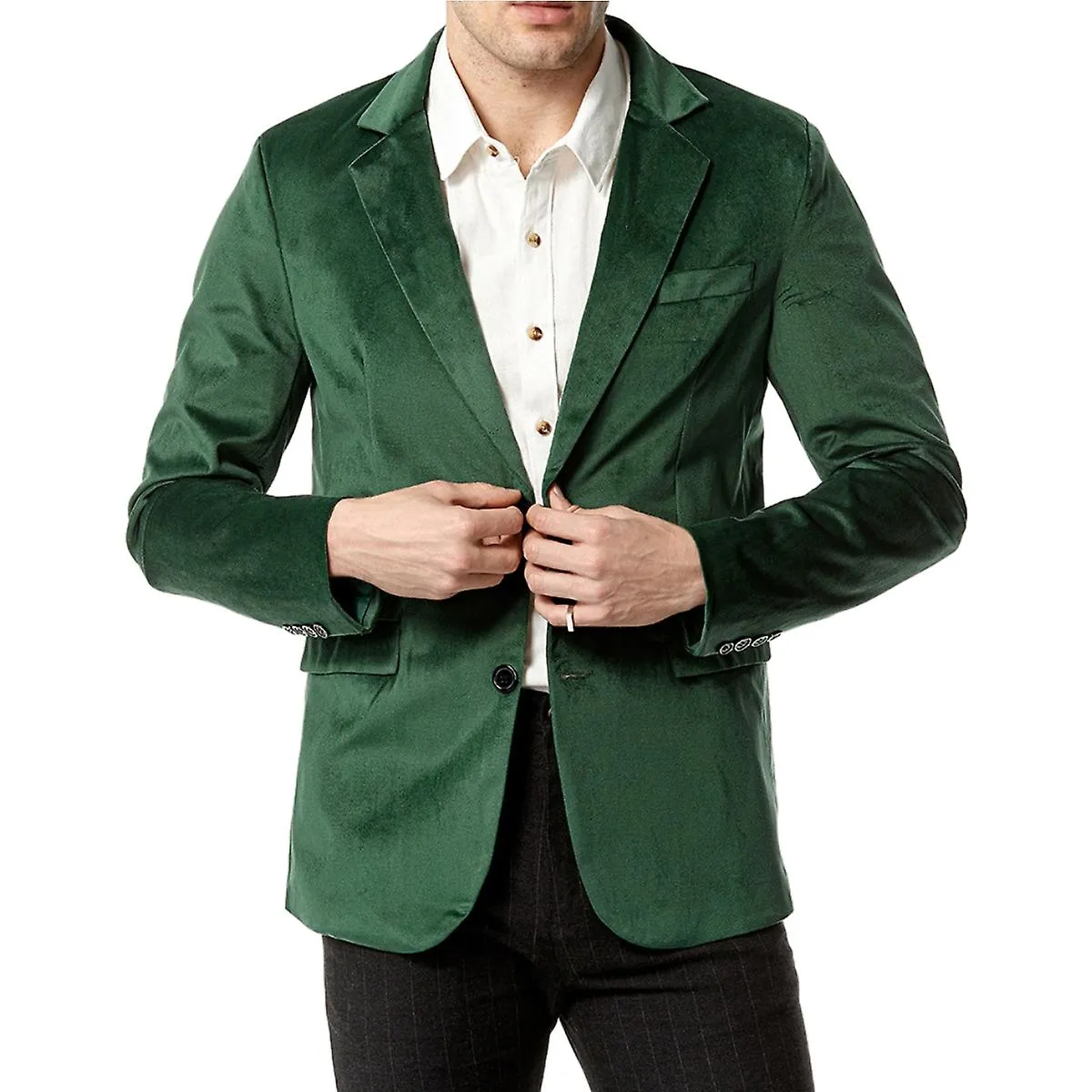 Blazer slim fit de terciopelo liso Chaqueta de esmoquin para hombre
