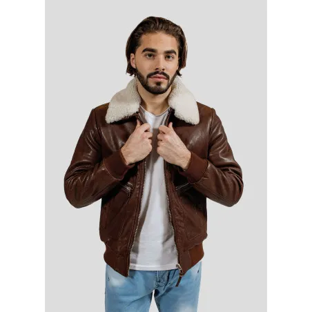 Blouson en cuir ROYAL GREEN