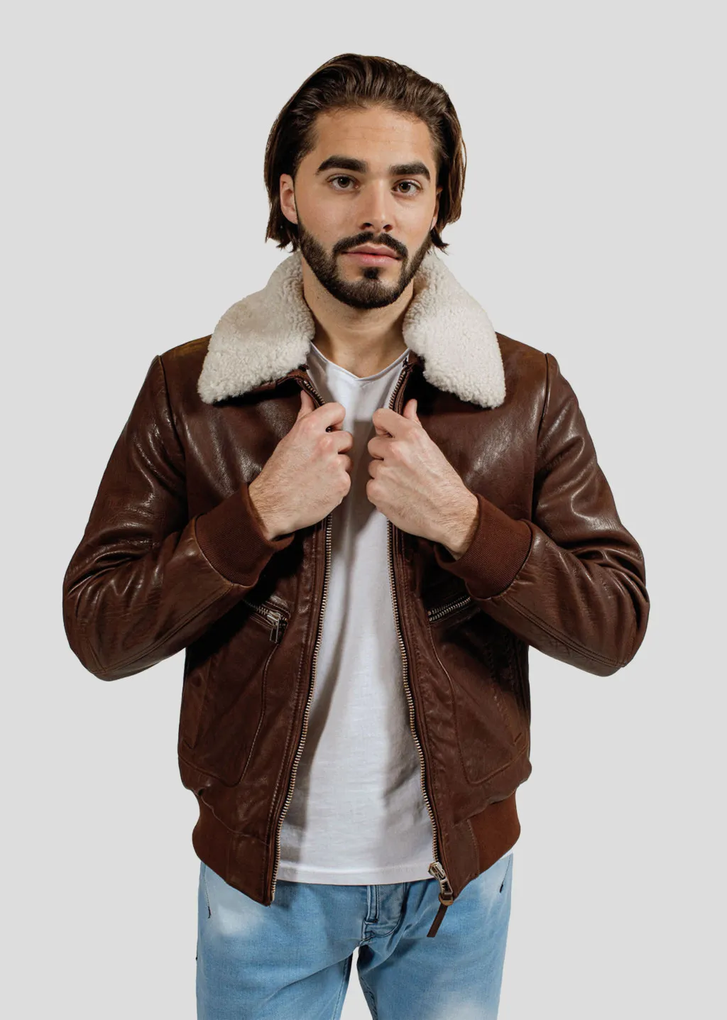 Blouson en cuir ROYAL GREEN