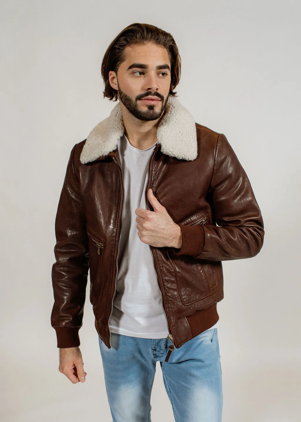 Blouson en cuir ROYAL GREEN