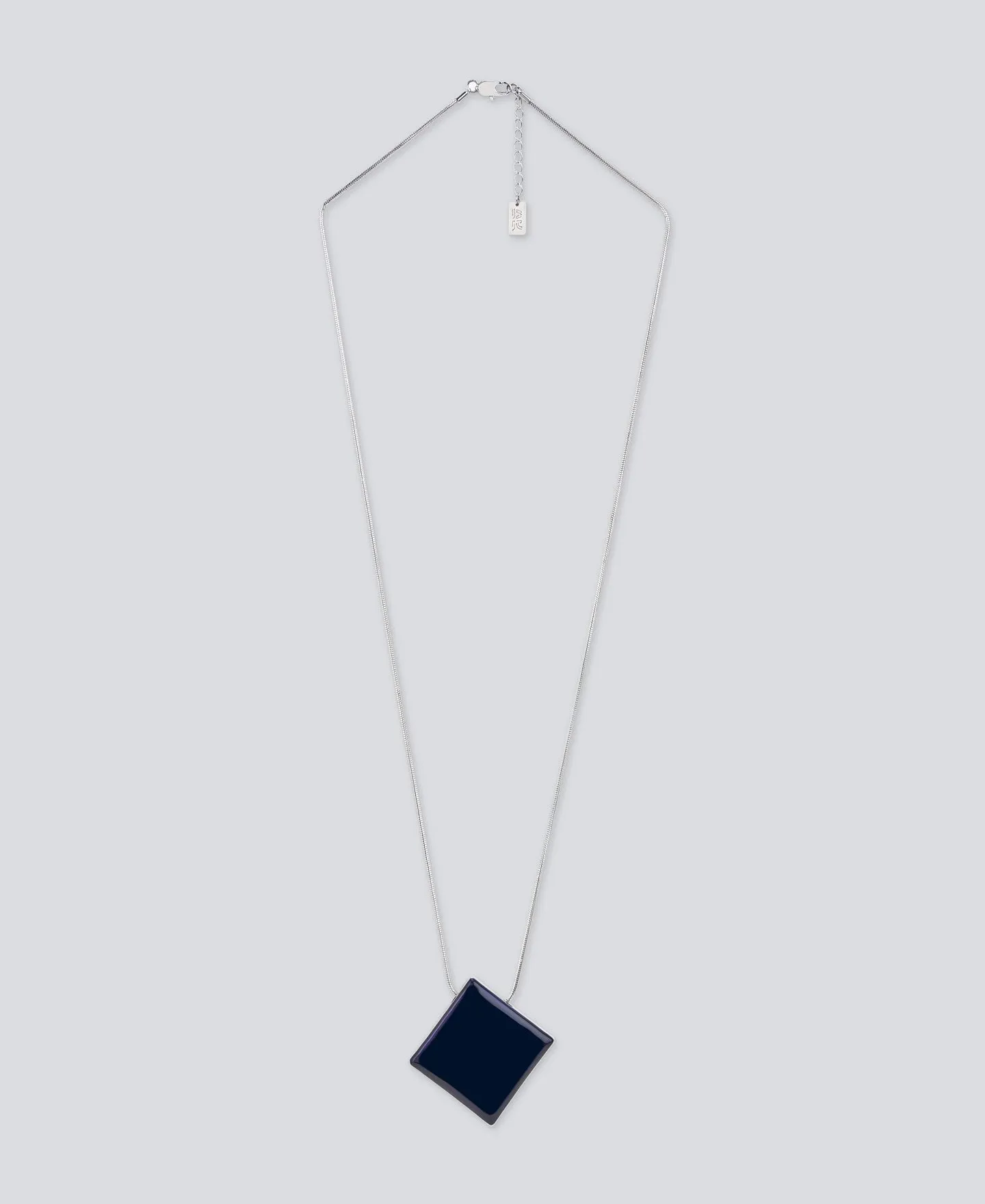 Blue lacquered cube pendant for woman
