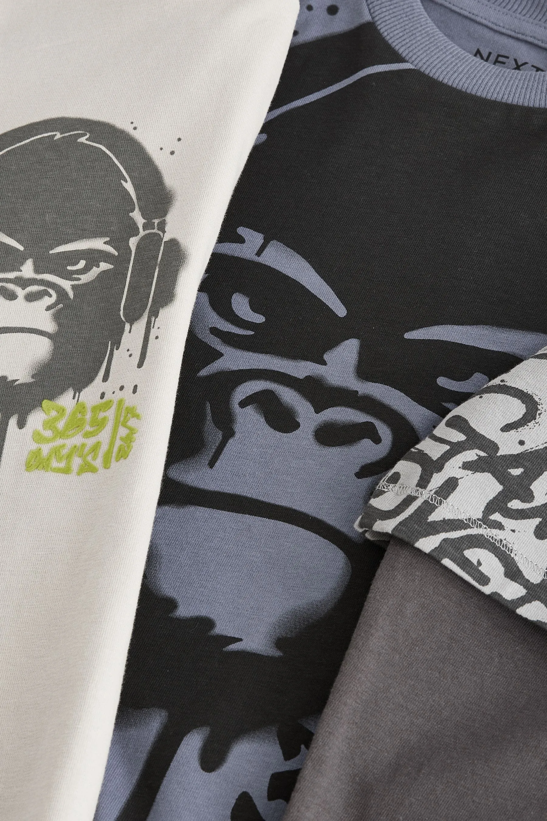 BLUE/GREY/STONE GORILLA  PACK DE 3 CAMISETAS DE MANGA LARGA GRáFICAS 100% ALGODóN (316 AñOS)