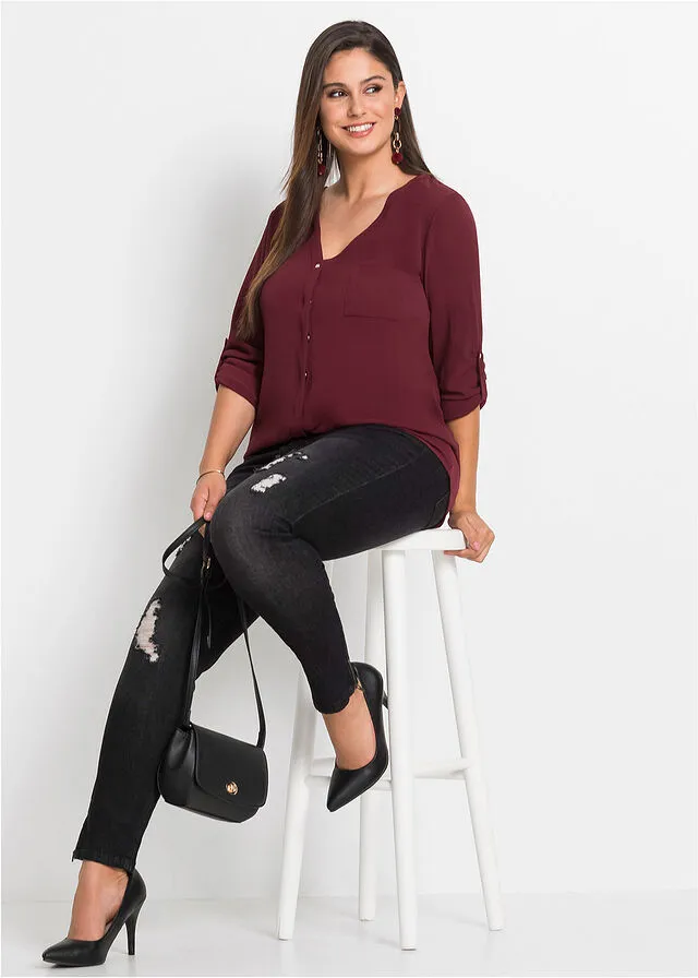 Blusa de manga larga Granate