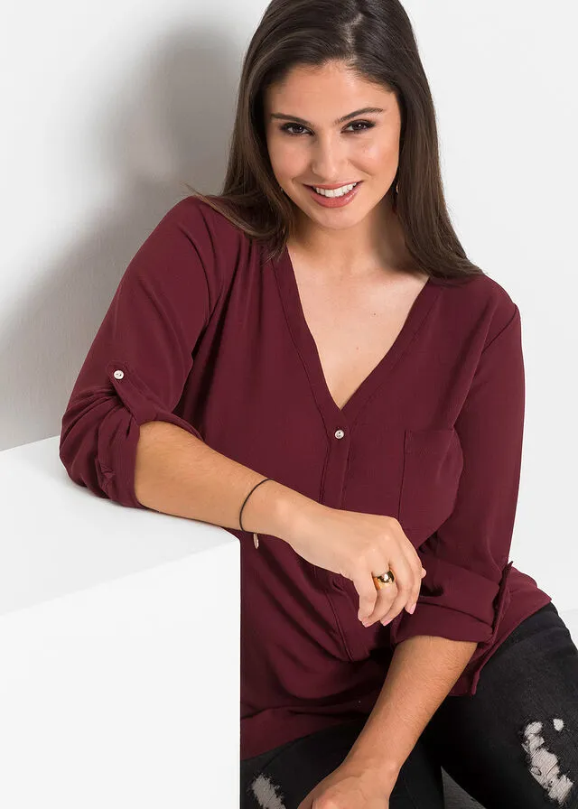 Blusa de manga larga Granate