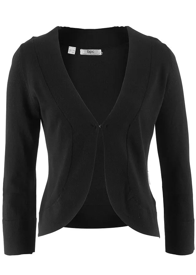 Bolero de punto de manga larga Negro