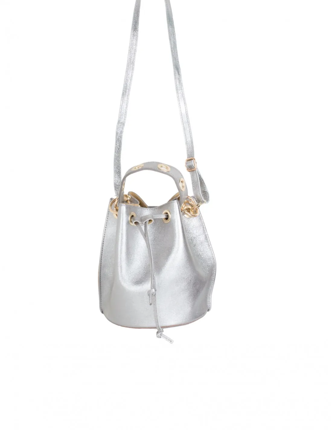Bolso Bombonera Piel Plata