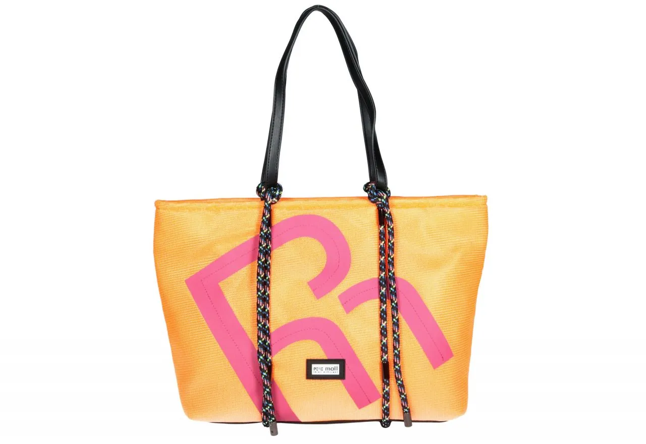 Bolso Colgar Naranja Cordones Colores Asas Negro