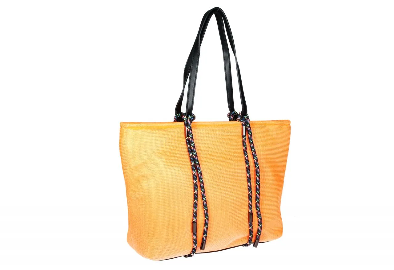 Bolso Colgar Naranja Cordones Colores Asas Negro