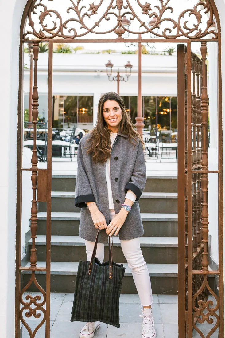 BOLSO DE LANA CON ASAS DE PIEL  VERDE  ANNE