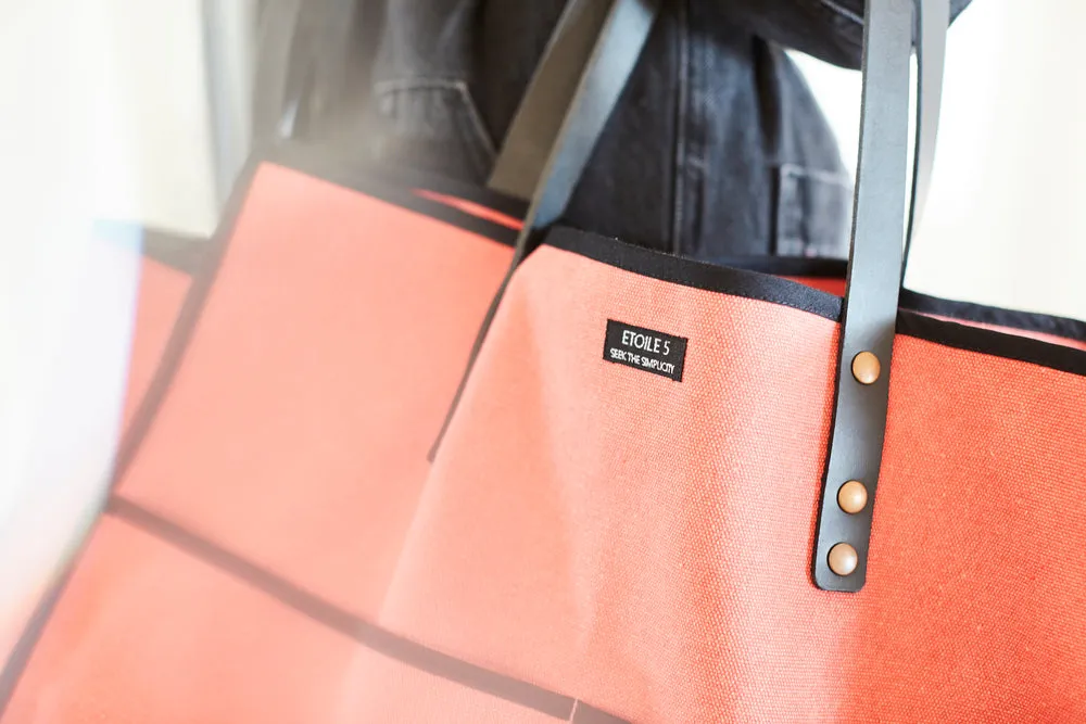 BOLSO DE LONETA DE ALGODóN CON ASAS DE PIEL CHANTAL  TEJA