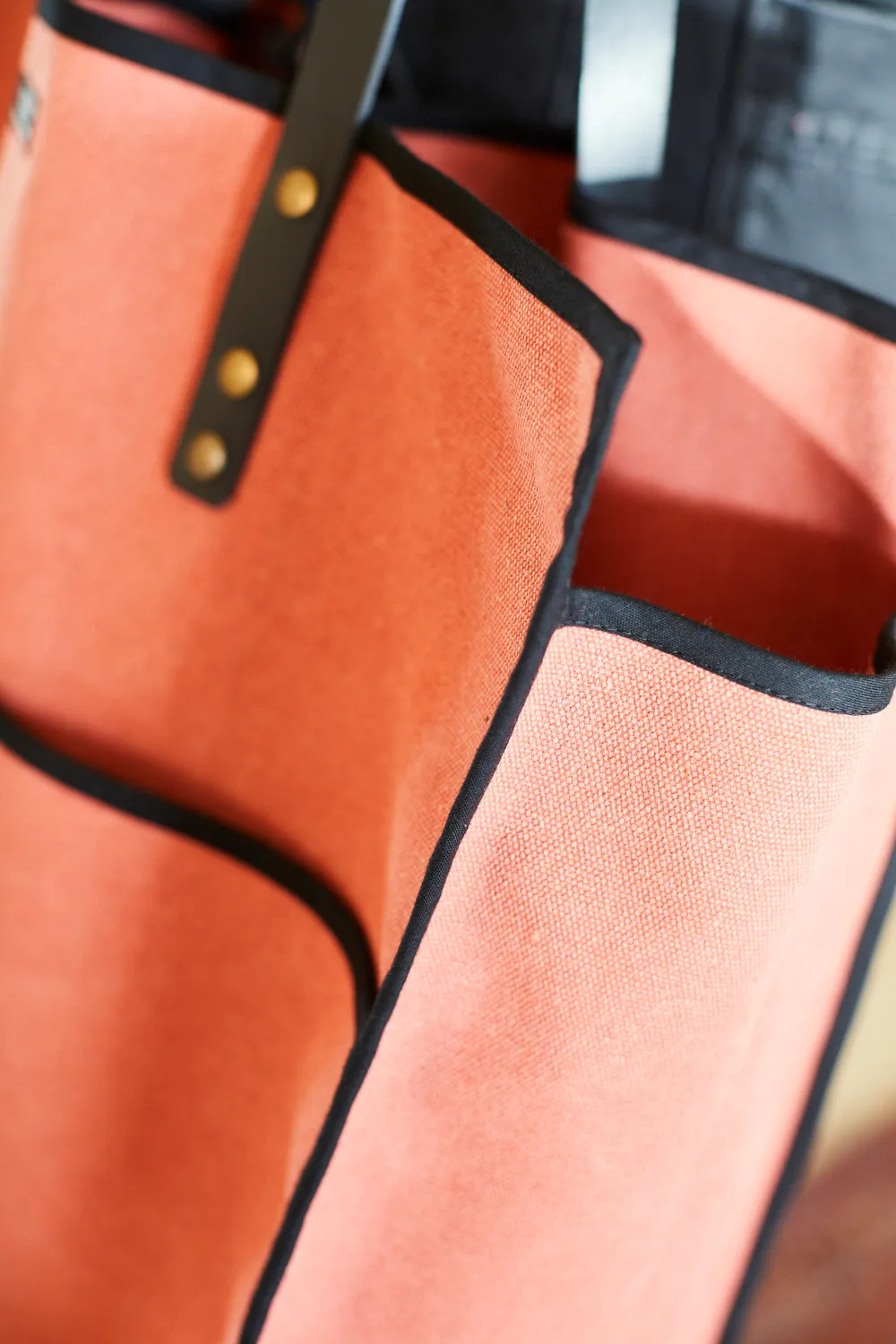 BOLSO DE LONETA DE ALGODóN CON ASAS DE PIEL CHANTAL  TEJA