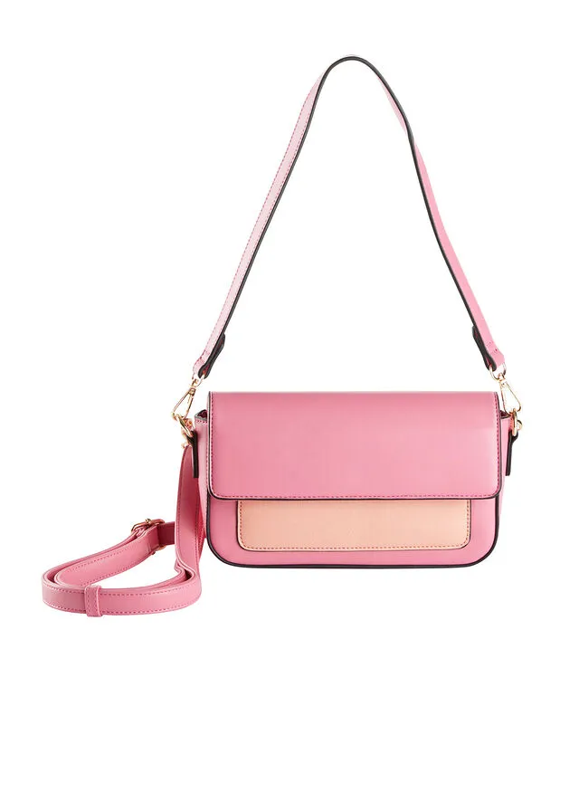 BOLSO DE MANO CON CORREA INTERCAMBIABLE ROSA FUERTENARANJA SUAVE