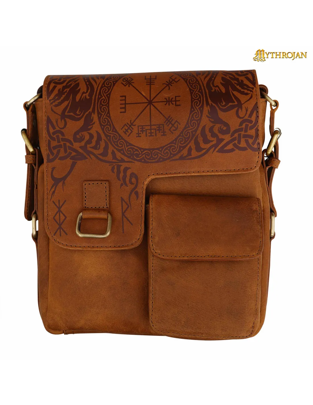 Bolso del viajero diseño Celta en cuero marrón