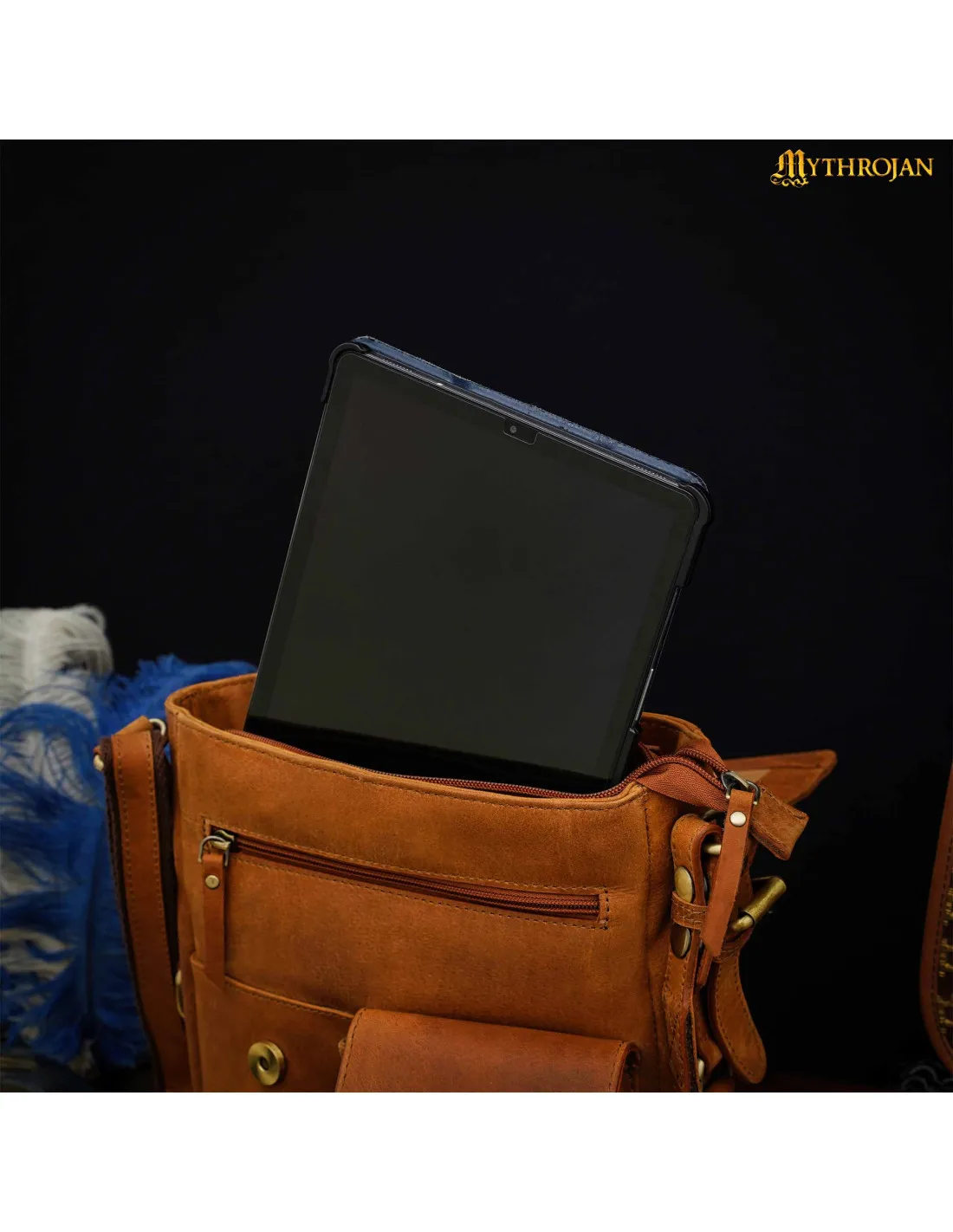 Bolso del viajero diseño Celta en cuero marrón