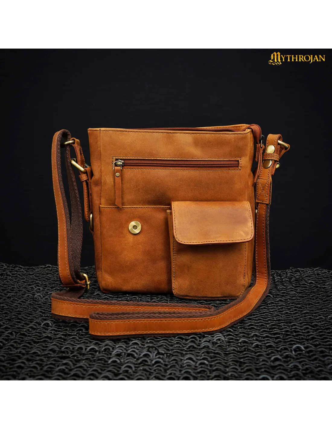 Bolso del viajero diseño Celta en cuero marrón