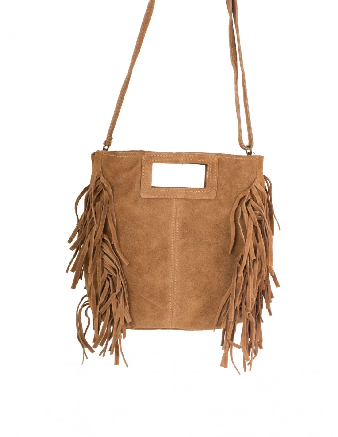 Bolso Flecos Serraje Cuero
