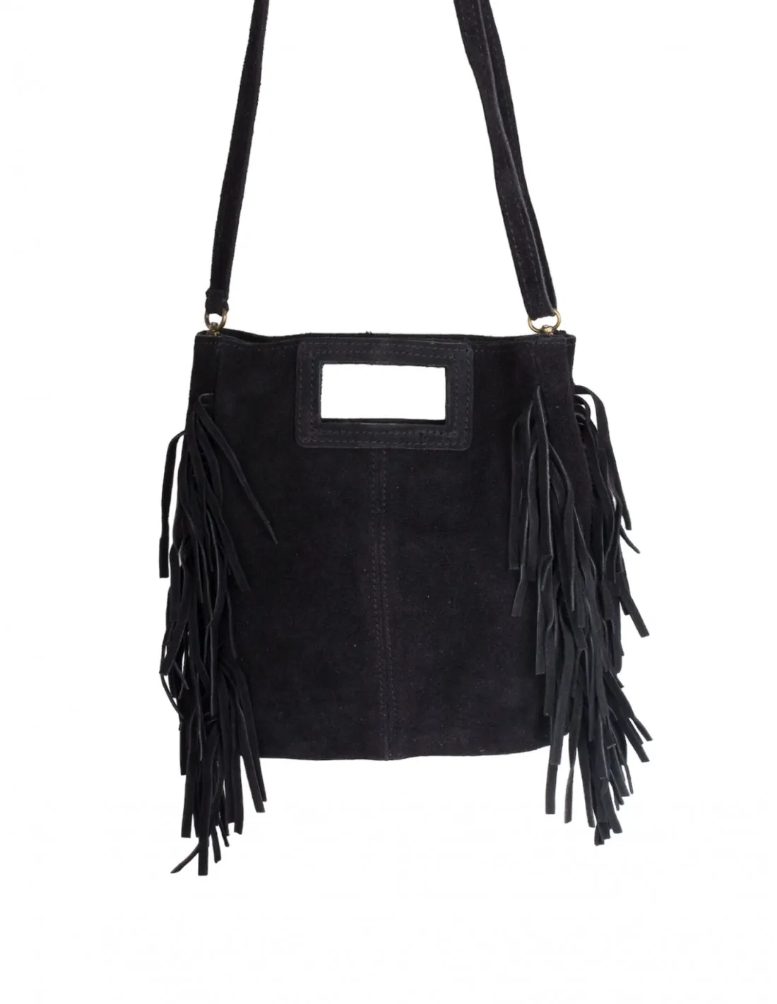 Bolso Flecos Serraje Negro