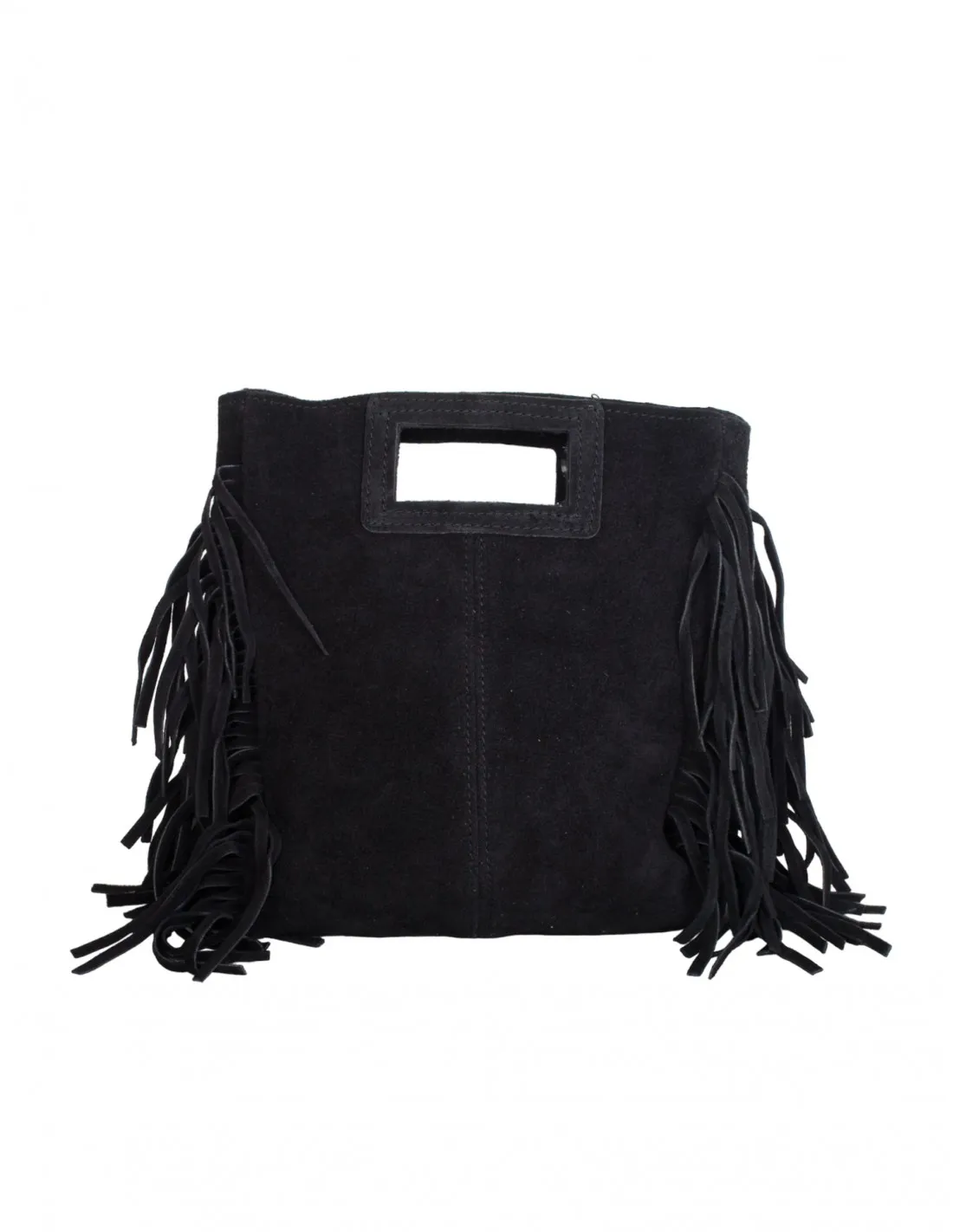 Bolso Flecos Serraje Negro