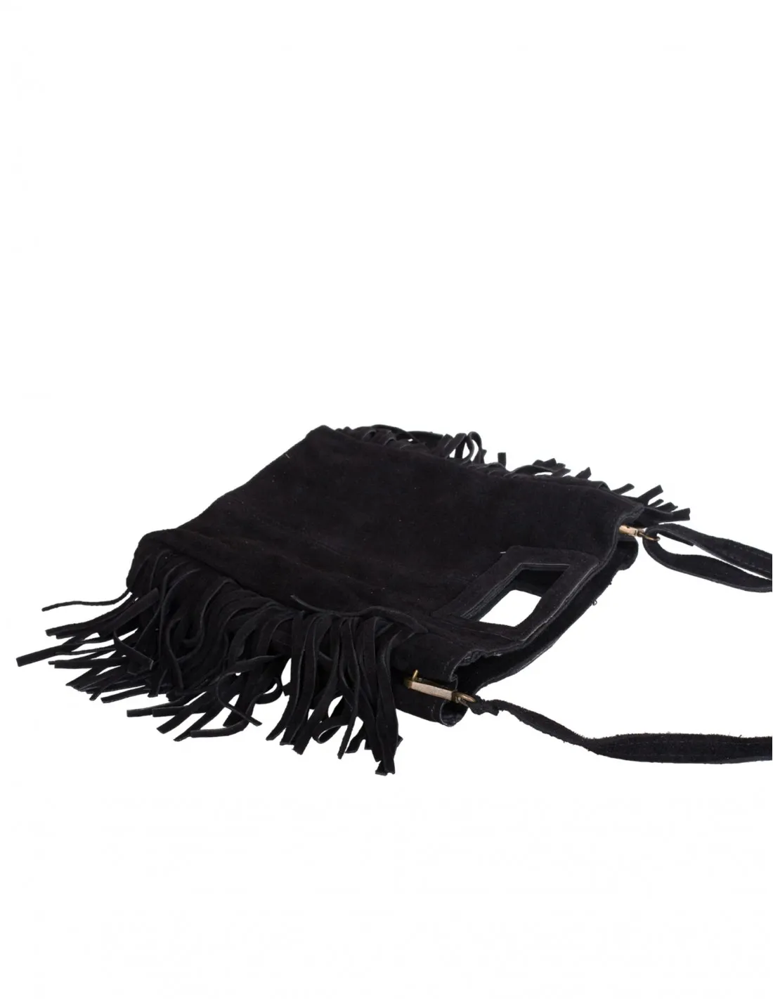 Bolso Flecos Serraje Negro