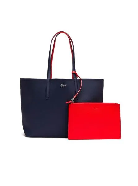Bolso Lacoste Anna Reversible Marino Y Rojo Para Mujer