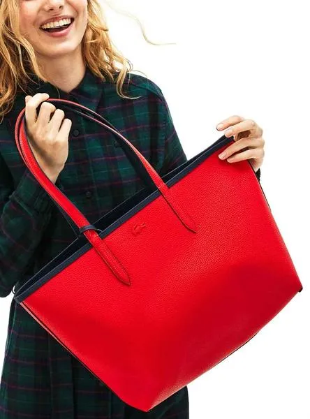 Bolso Lacoste Anna Reversible Marino Y Rojo Para Mujer