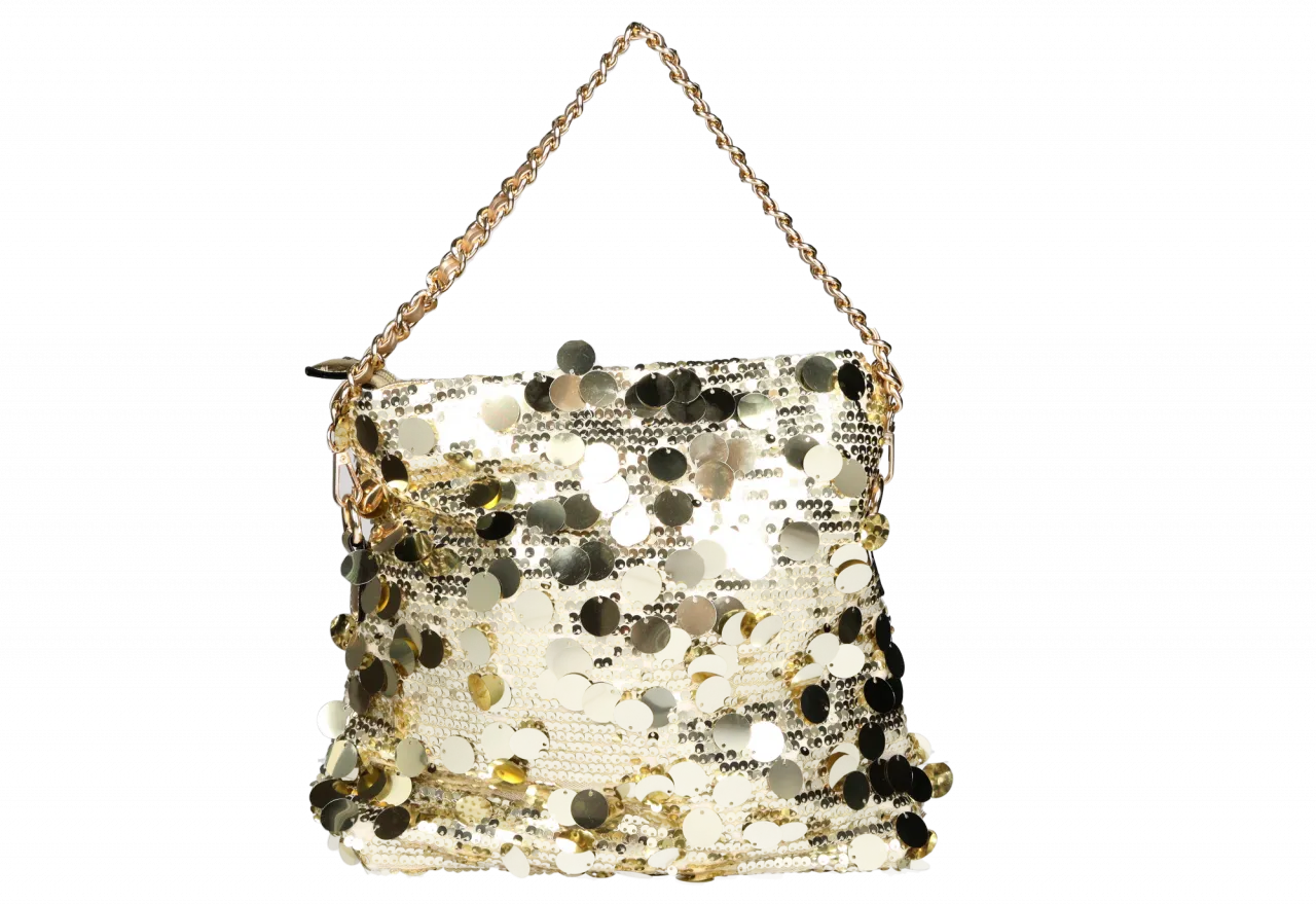 Bolso Oro Lentejuelas Asas Intrcambiables