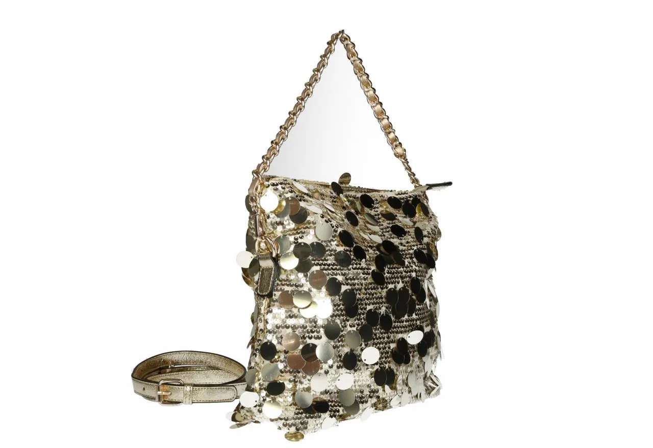 Bolso Oro Lentejuelas Asas Intrcambiables