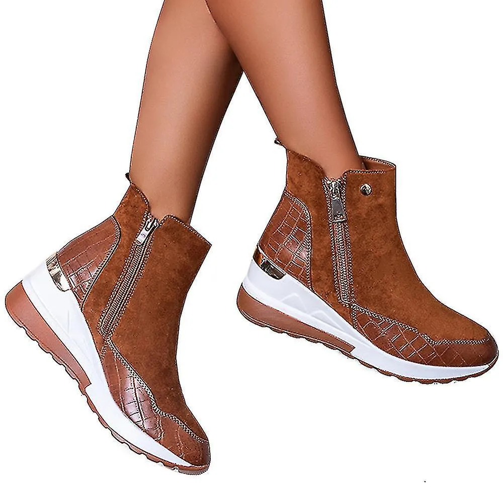 Botas de cuña para mujer Zip High Top Sneakers Zapatillas Zapatillas Zapatos