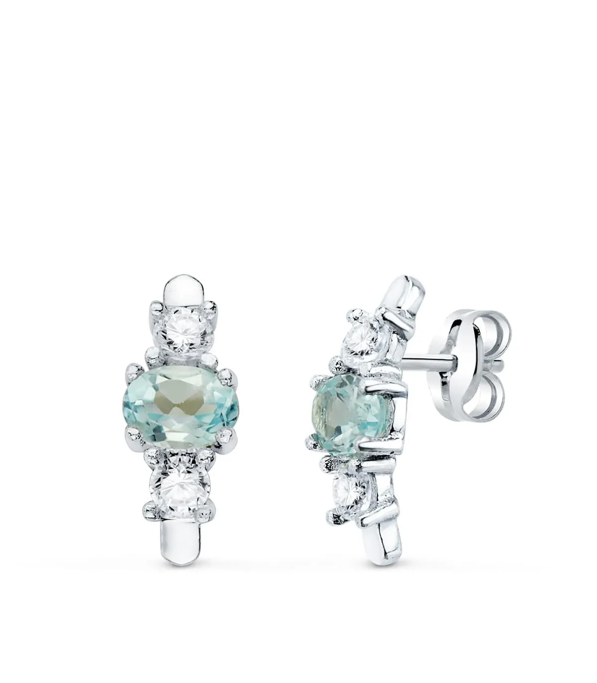 Boucles D'oreilles Supernova Or blanc 18K Topaze Bleue