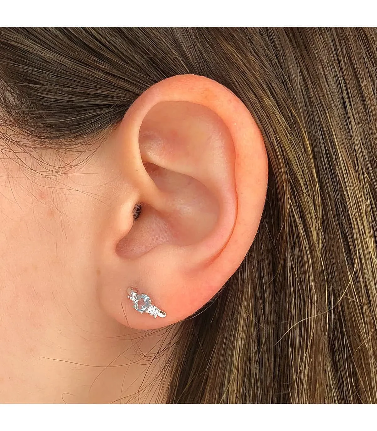 Boucles D'oreilles Supernova Or blanc 18K Topaze Bleue