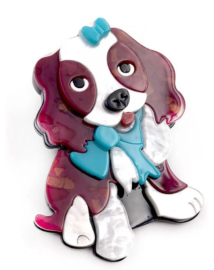 BROCHES DE ANIMALES PERRITO BEAGLE COQUETO CON LAZITO TURQUESA