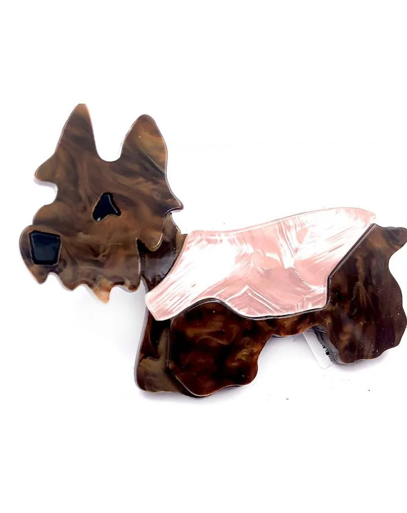 BROCHES DE PERRITO DIVERTIDO VESTIDO EN ROSA